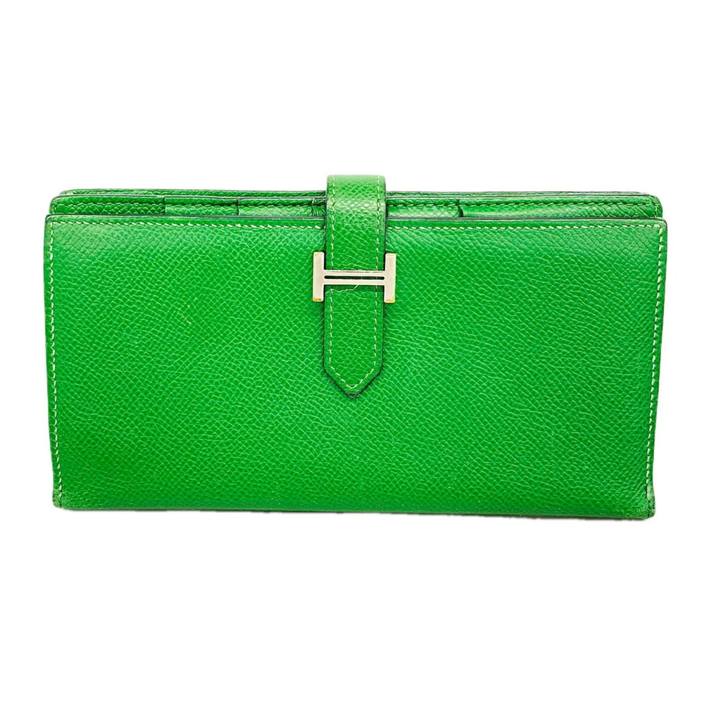 Hermes Bearn Soufflé Long Wallet, Veau Epsom Leather, Bamboo Design, □N Stamp...